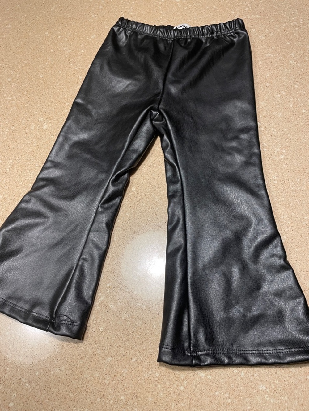 Dkny Black Faux Leather Flared Kids Pants